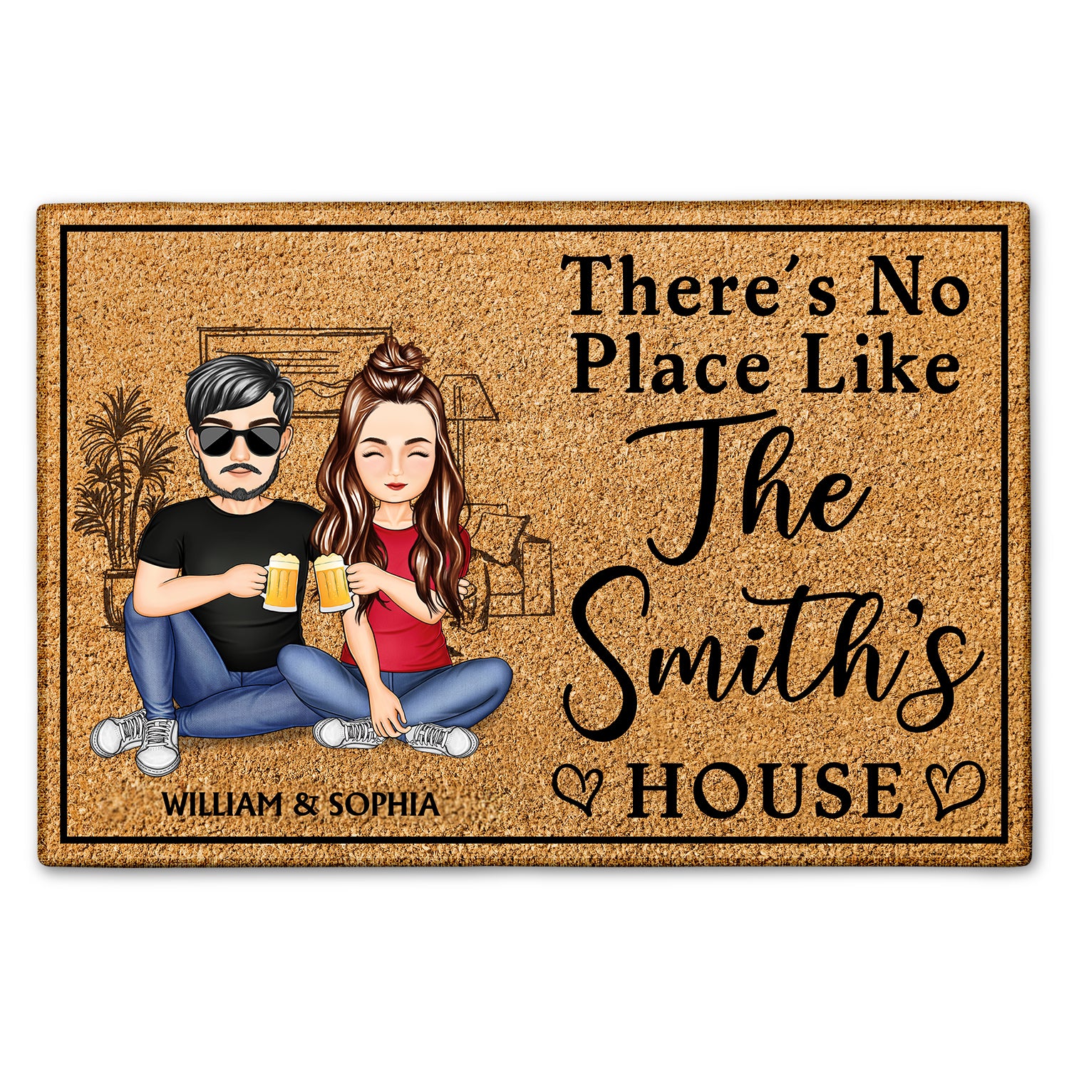 There's No Place Like Family House - Anniversary, Birthday, Home Decor Gift For Spouse, Lover, Husband, Wife, Boyfriend, Girlfriend, Couple - Personalized Custom Doormat