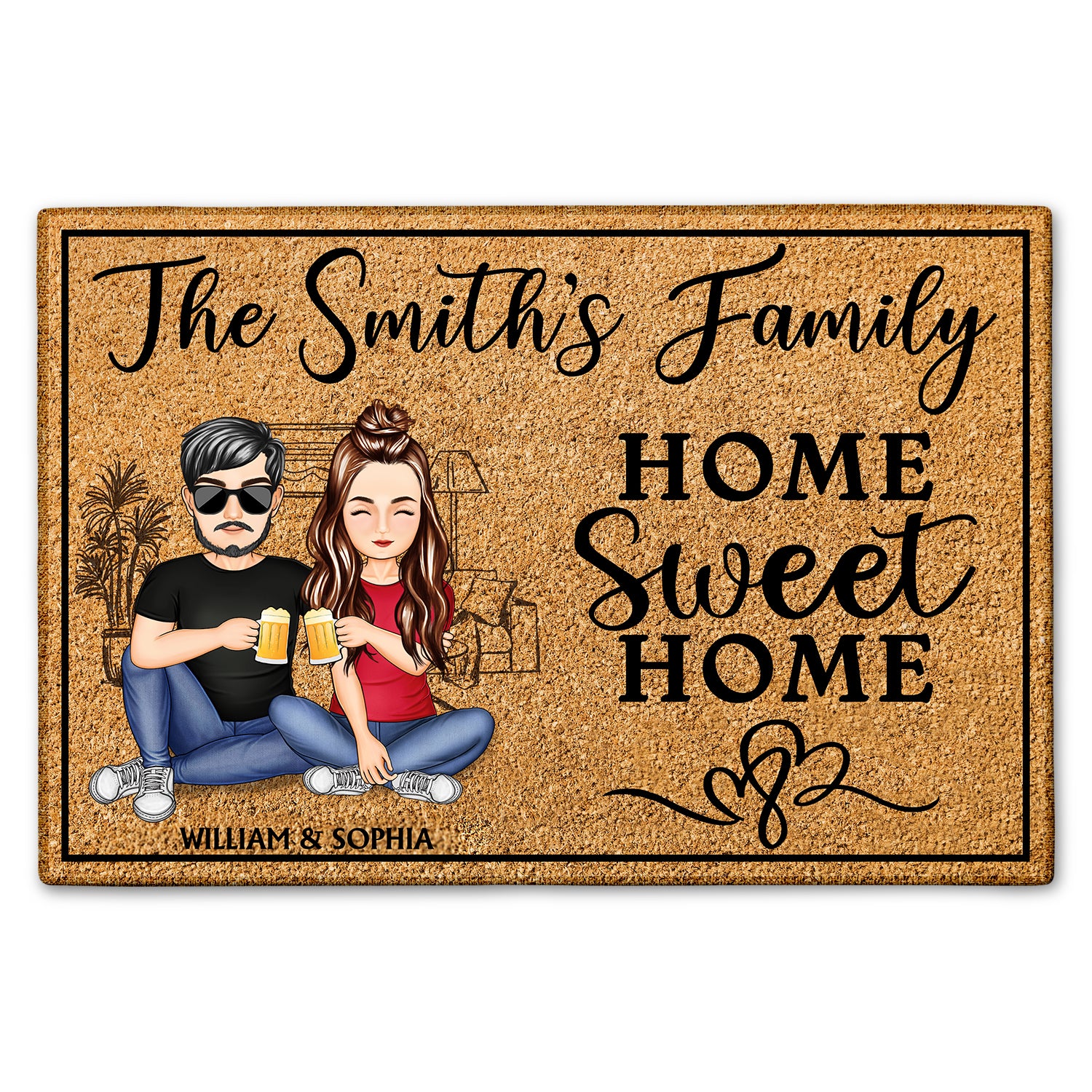 Home Sweet Home Family - Anniversary, Birthday, Home Decor Gift For Spouse, Lover, Husband, Wife, Boyfriend, Girlfriend, Couple - Personalized Custom Doormat