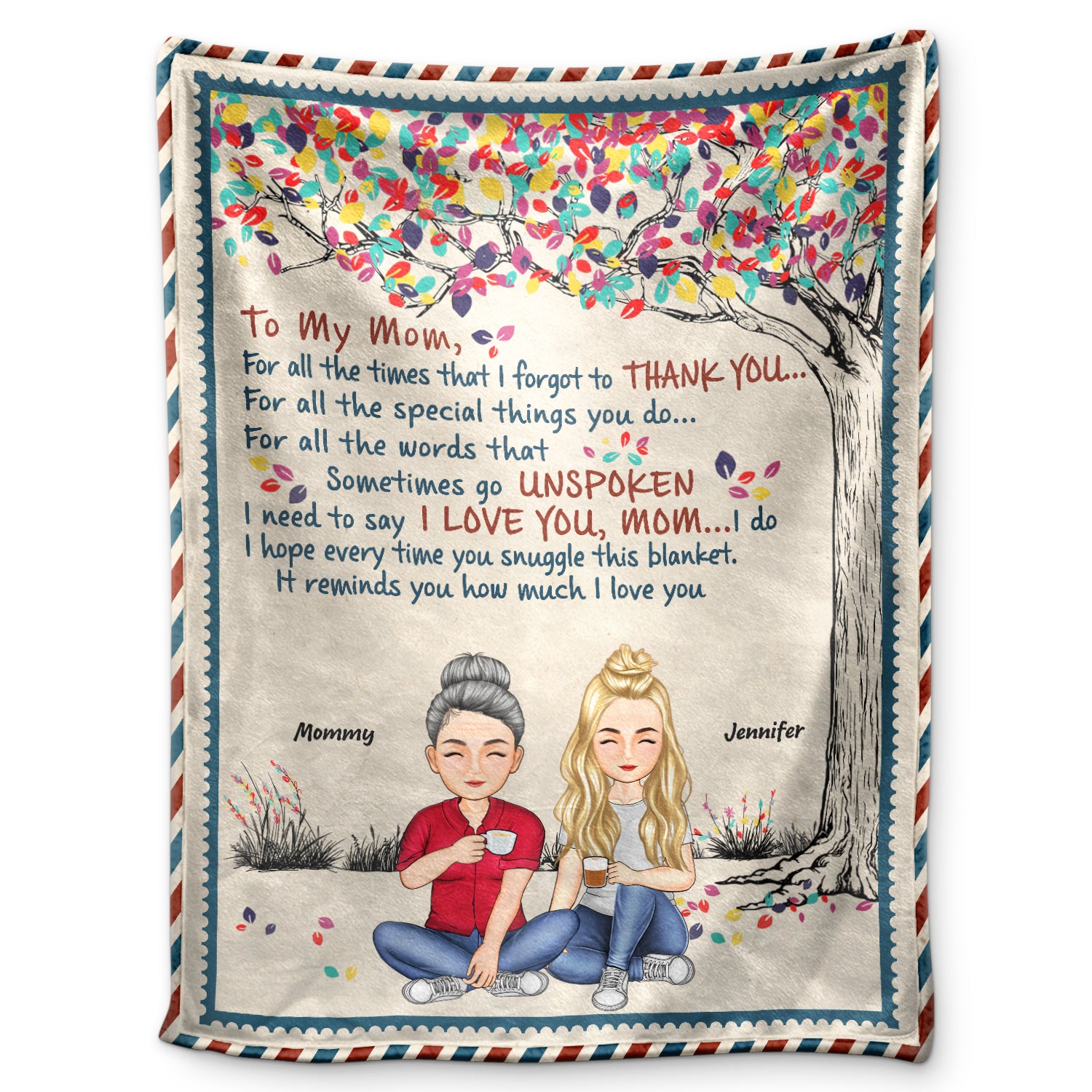 To My Mom For All The Times That I Forget To Thank You - Birthday, Loving Gift For Mommy, Mother, Grandma, Grandmother - Personalized Custom Fleece Blanket