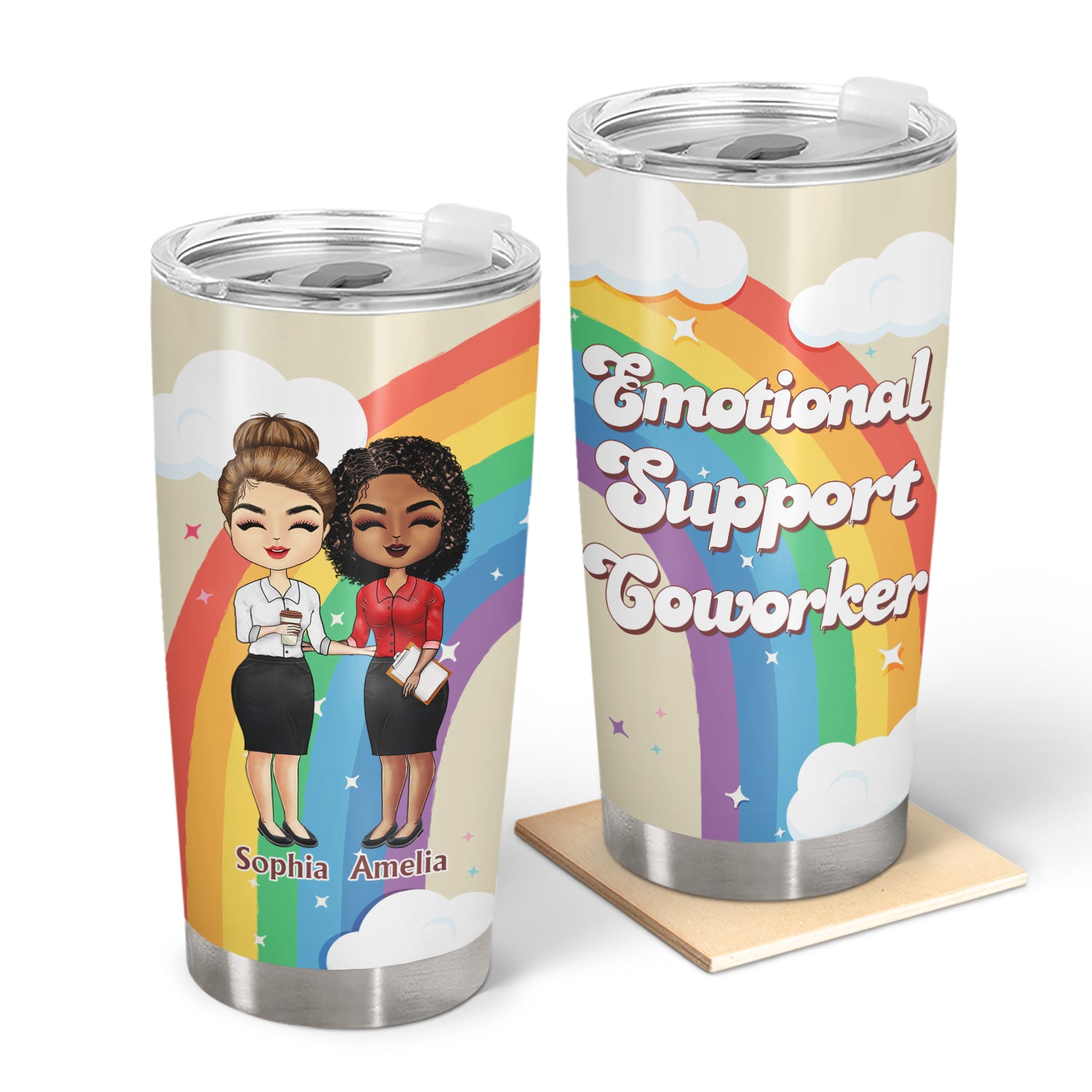 Emotional Support Coworker Office Colleagues Bestie - Birthday, Lovely Gift For Friends, Best Friends, Besties, Soul Sisters, BFF - Personalized Custom Tumbler