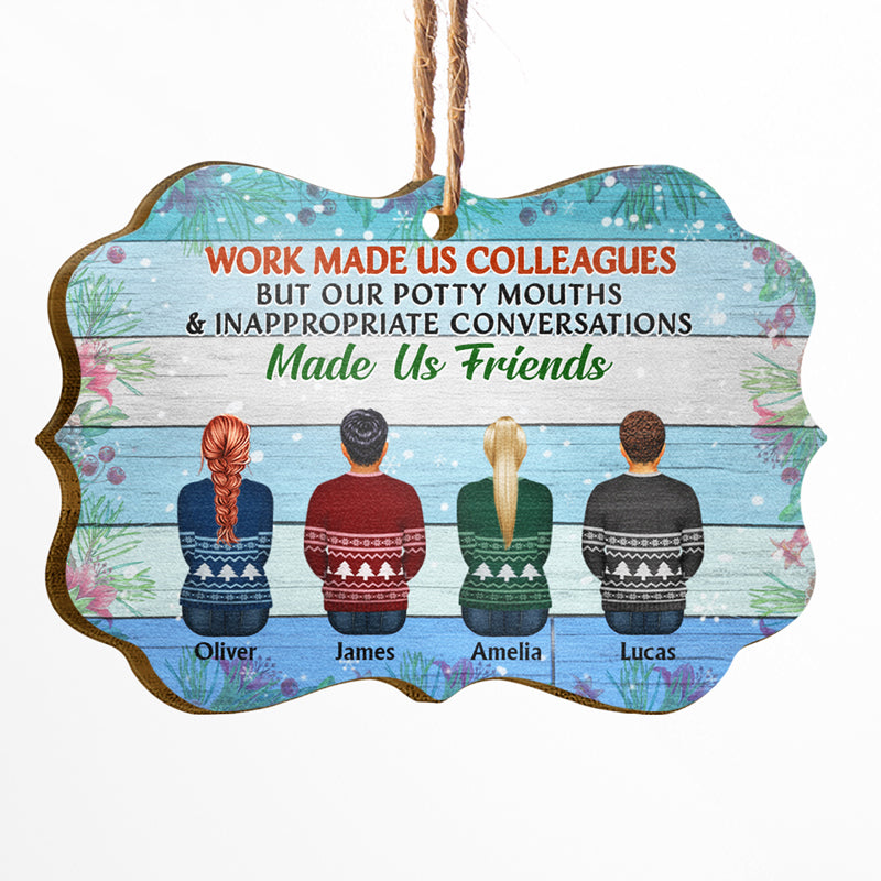 Work Made Us Colleagues Blue - Christmas Gift - Personalized Custom Wooden Ornament