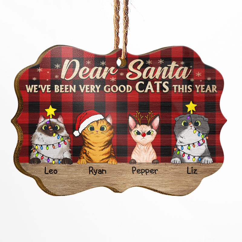 Very Good Cats This Year Flannel Christmas Cat - Christmas Gift For Cat Lovers - Personalized Custom Wooden Ornament, Aluminum Ornament