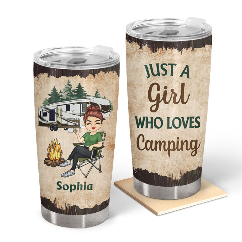 Just A Girl Who Loves Camping - Gift For Campers - Personalized Custom Tumbler