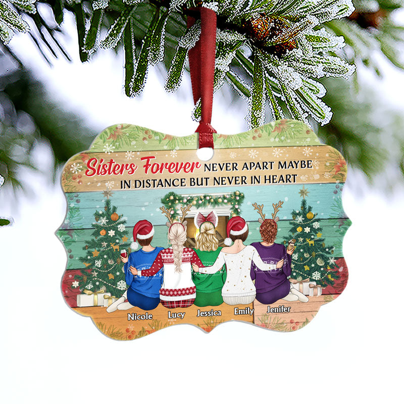 There's No Greater Gift Than Friendship - Personalized Aluminum Ornament -  Family Sitting