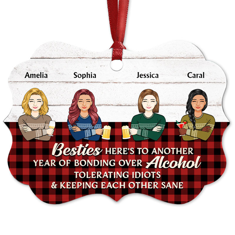 Best Friends Keeping Each Other Sane - Christmas Gift For BFF Besties And Colleagues - Personalized Custom Aluminum Ornament