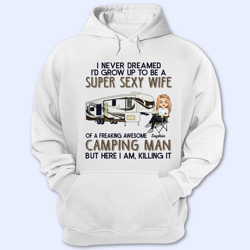 Super Sexy Wife Super Cool Husband Camping - Couple Gift - Personalized Custom Hoodie