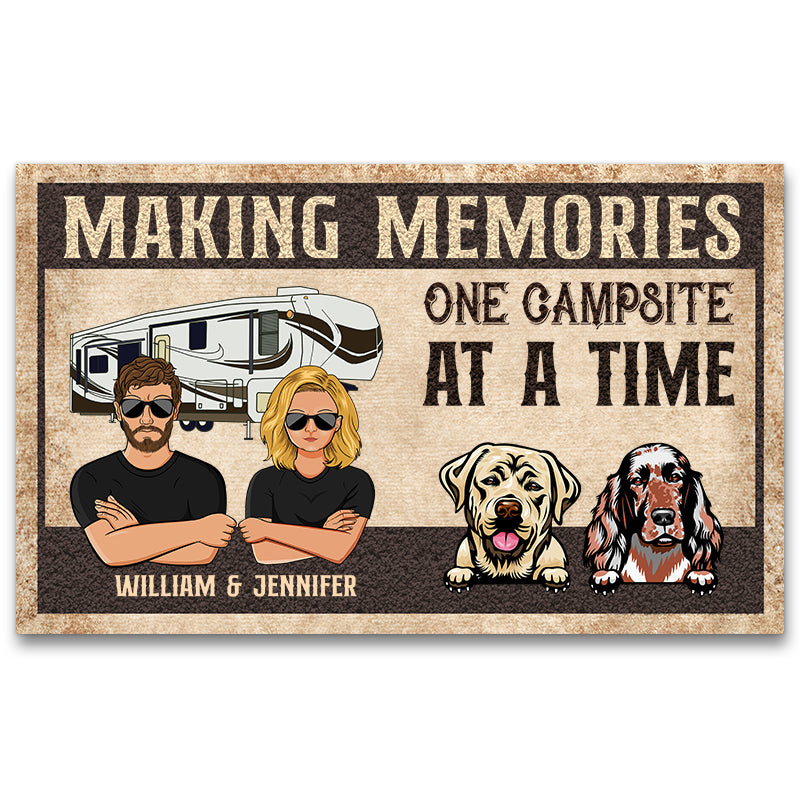 Making Memories One Campsite At A Time Camping Dog Lovers - Couple Gift - Personalized Custom Doormat
