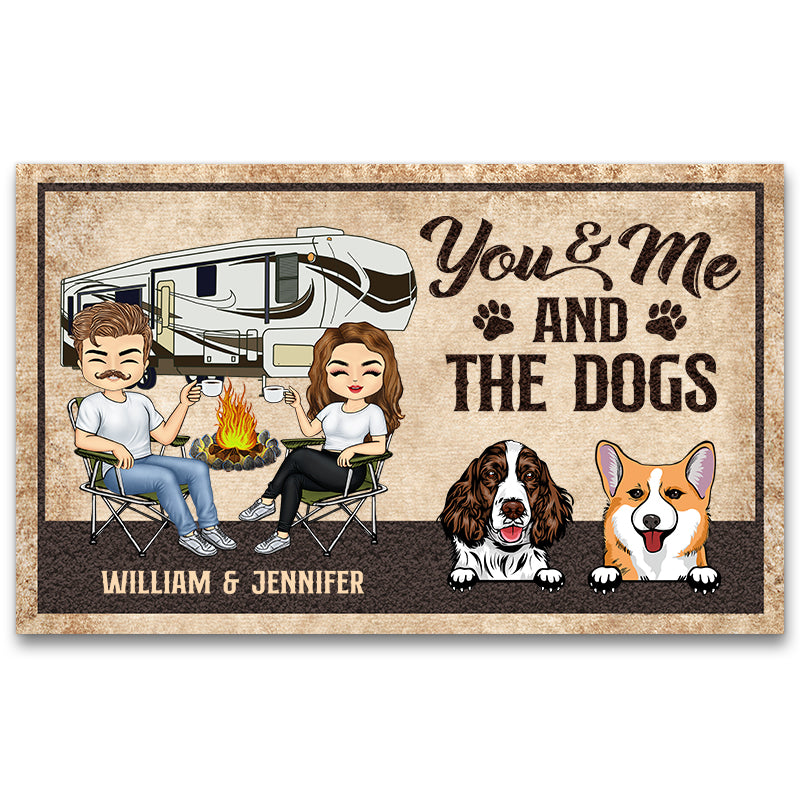 You And Me And The Dogs Husband Wife Camping - Couple Gift - Personalized Custom Doormat