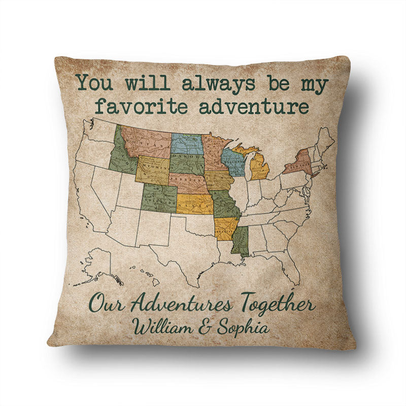 Our Adventures Together Camping Traveling - Couple Gift - Personalized Custom Pillow