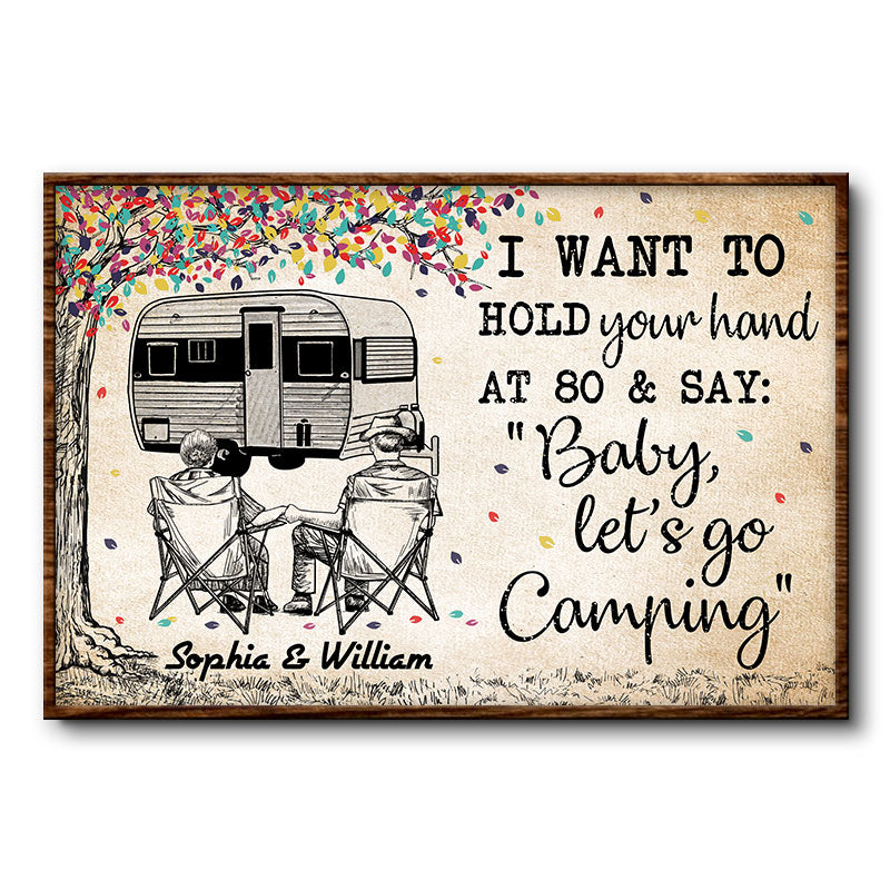 Baby Let's Go Camping Old Couple - Camping Gift - Personalized Custom Poster