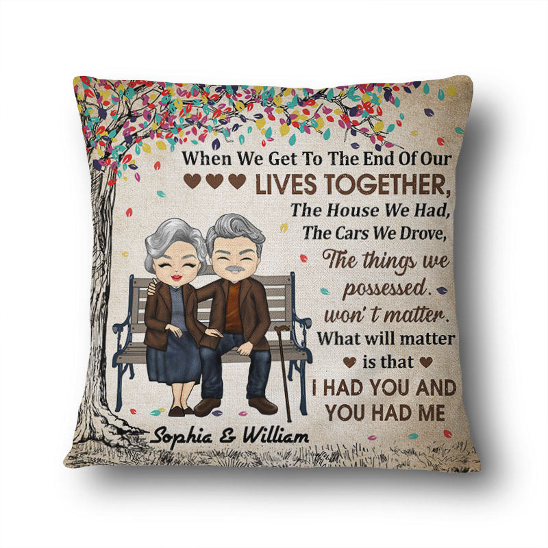 When We Get To The End Old Couple Chibi - Couple Gift - Personalized Custom Pillow