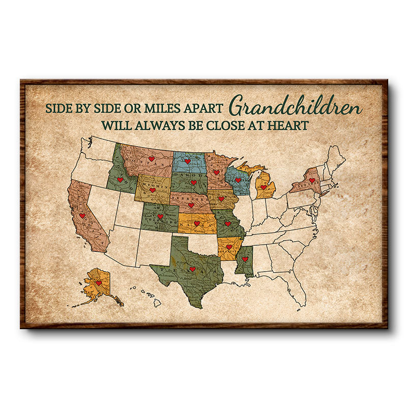 Side By Side Or Miles Apart - Family Gift - Personalized Custom Poster