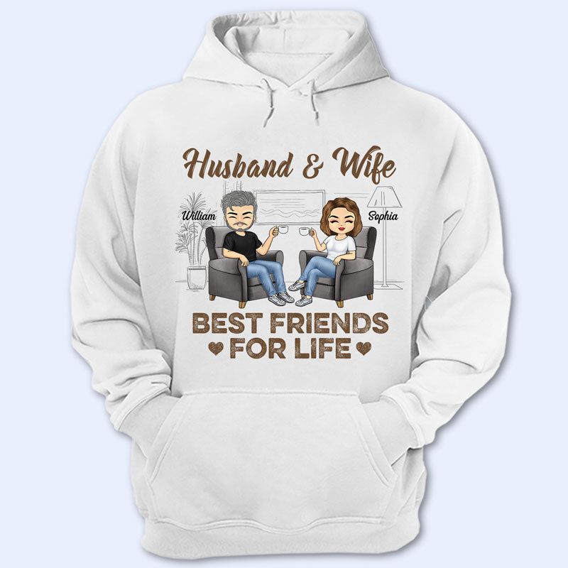 Husband Wife Best Friends For Life - Couple Gift - Personalized Custom T Shirt