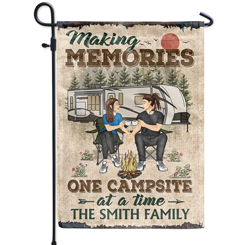 Camping Couple Making Memories One Campsite At A Time - Gift For Couples - Personalized Custom Flag