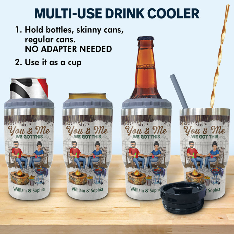 Reduce Can Cooler - 4-in-1 Stainless Steel Can Holder and Beer Bottle Holder, 4 Hours Cold - 14 oz Multi-Use Drink Cup That Holds Slim Cans, Regular