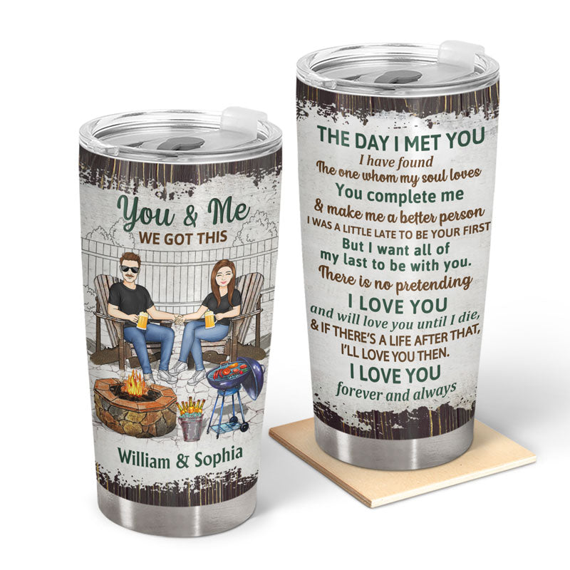 Grilling Backyard Family Couple The Day I Met You - Couple Gift - Personalized Custom Tumbler