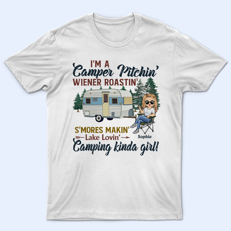 Camper Pitching Wiener Roasting Smore Making Lake Loving Camping Kind Of Girl - Personalized Custom T Shirt