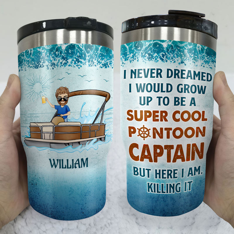 Colorful Pontoon Boat Personalized Can Cooler