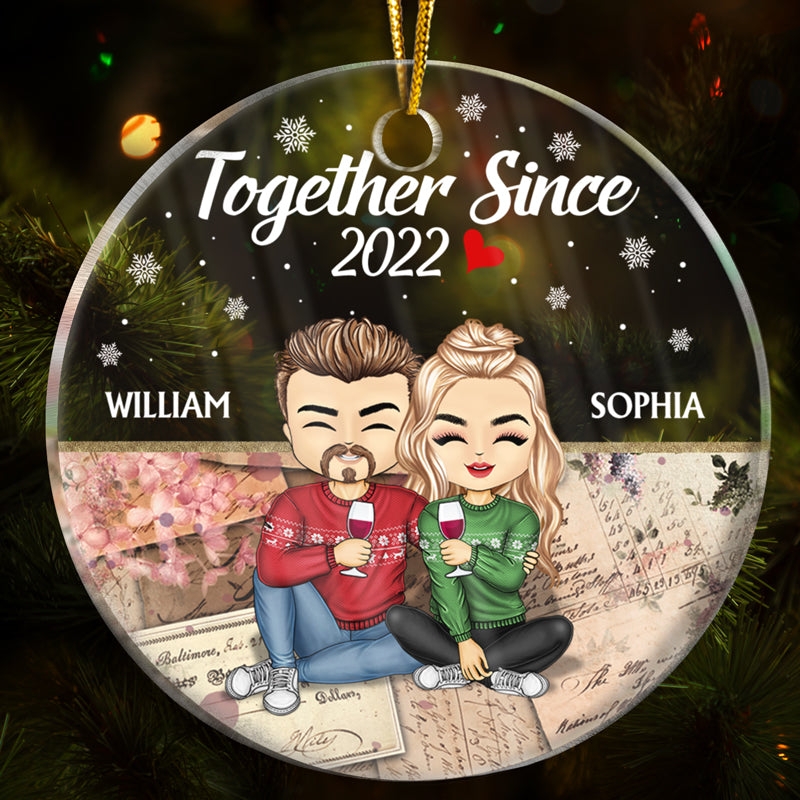 Together Since Chibi - Christmas Gift For Couples - Personalized Custom Circle Acrylic Ornament