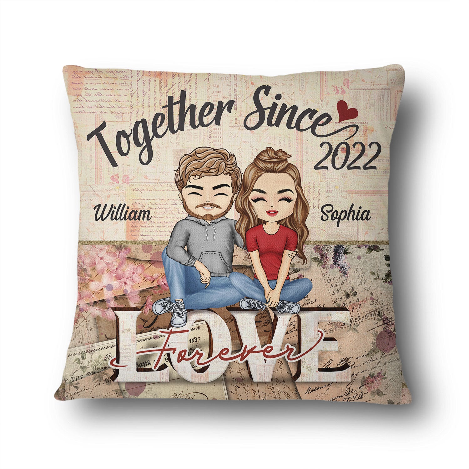 Together Since Love Forever Husband Wife - Gift For Couples - Personalized Custom Pillow