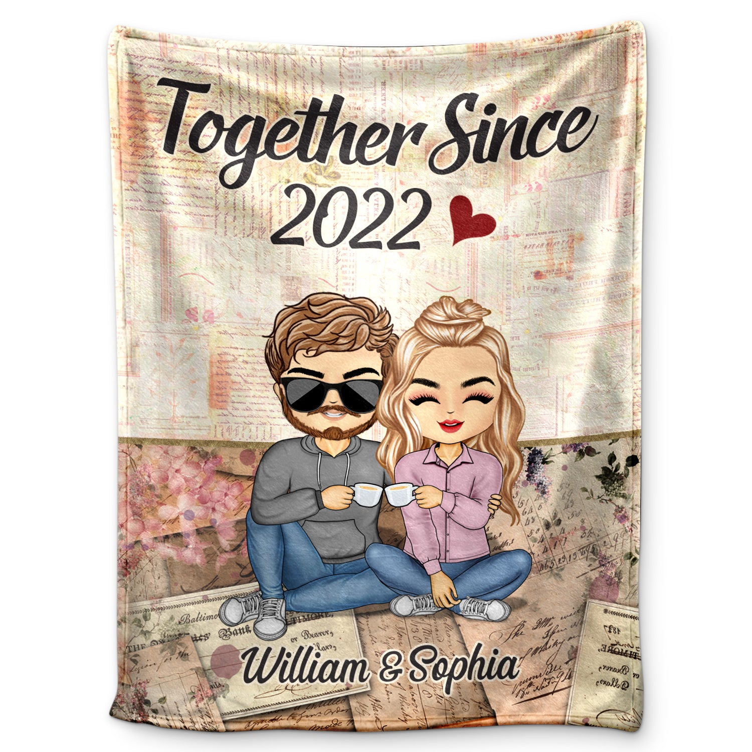 Together Since Husband Wife - Gift For Couples - Personalized Custom Fleece Blanket