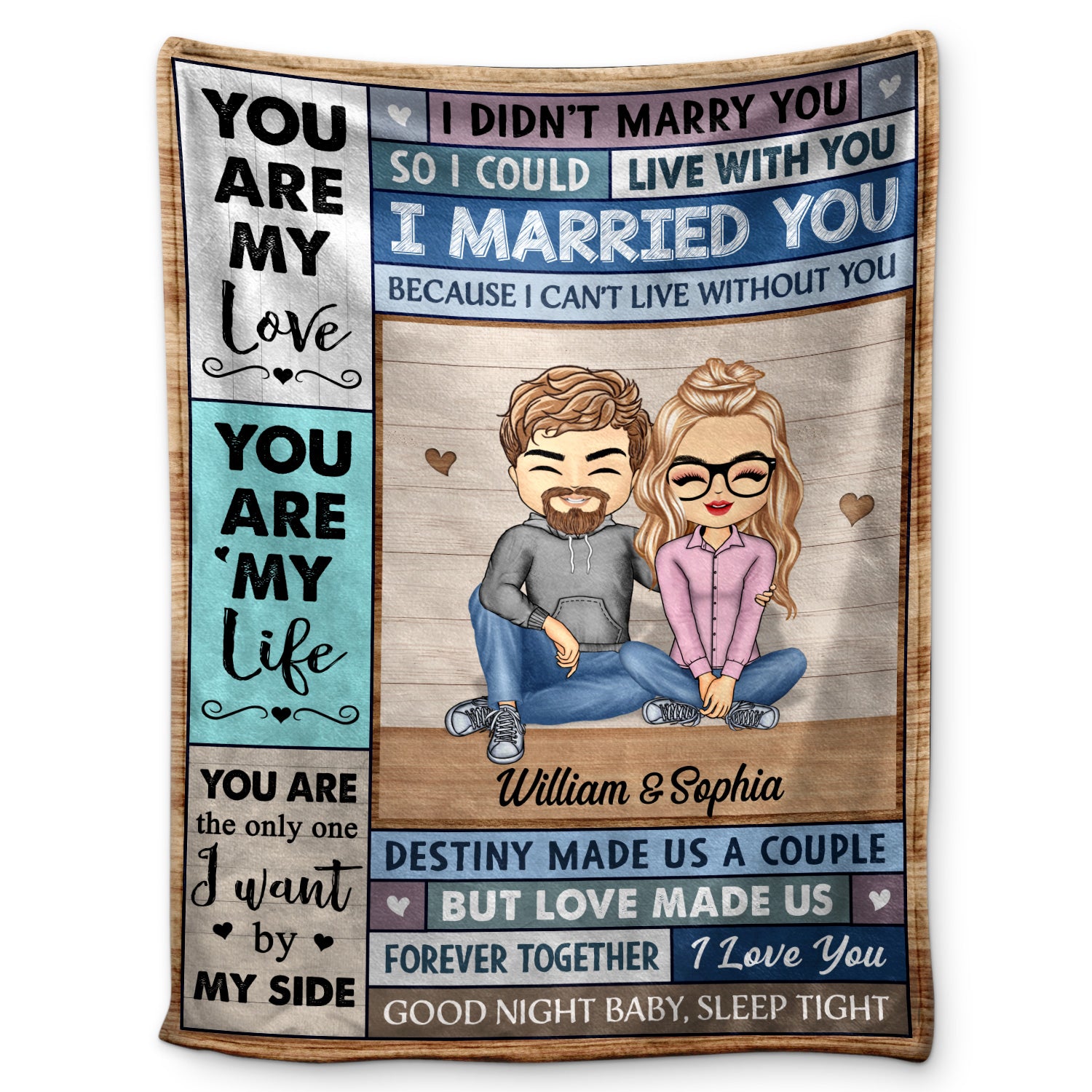 You Are My Love I Married You Because I Can't Live Without You Husband Wife - Gift For Couples - Personalized Custom Fleece Blanket