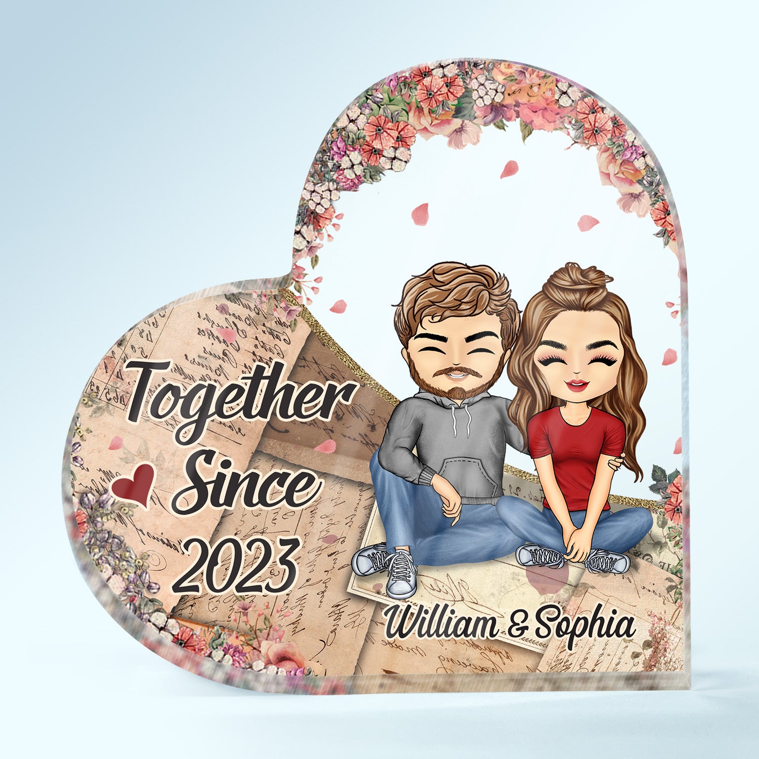 Together Since Husband Wife Couples - Home Decor, Anniversary, Birthday Gift For Spouse, Husband, Wife, Boyfriend, Girlfriend - Personalized Custom Heart Shaped Acrylic Plaque