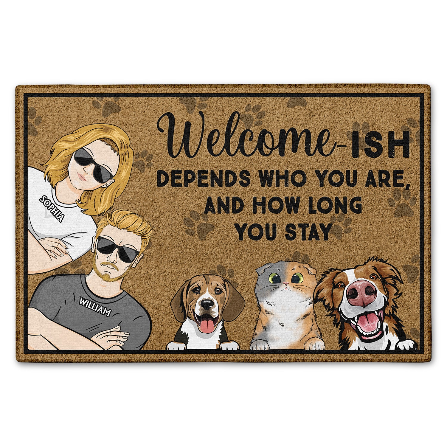 Welcome Ish Depends Who You Are Couples - Home Decor, Birthday, Housewarming Gift For Dog Lovers & Cat Lovers - Personalized Custom Doormat