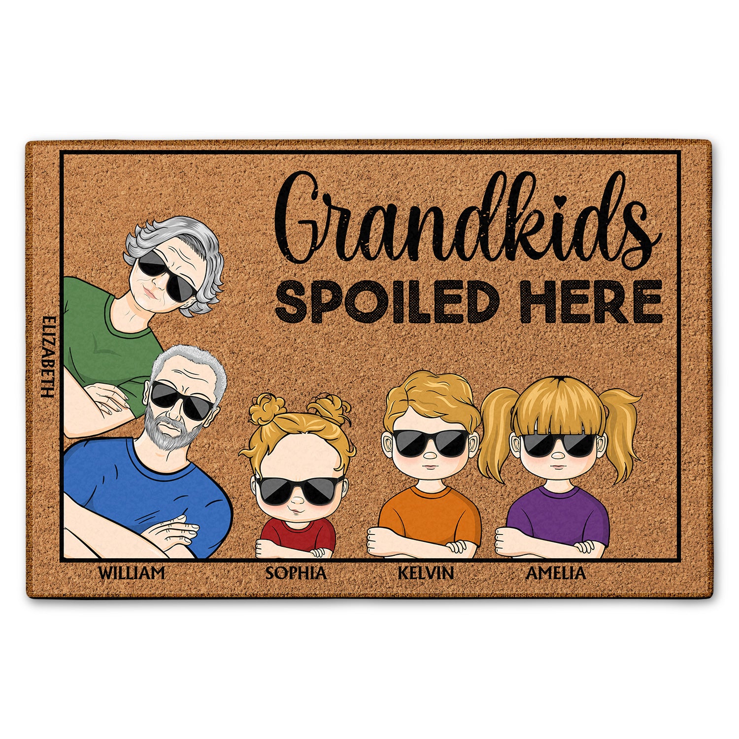 Grandkids Spoiled Here Couples - Home Decor, Birthday, Housewarming Gift For Grandma, Grandpa, Grandparents - Personalized Custom Doormat