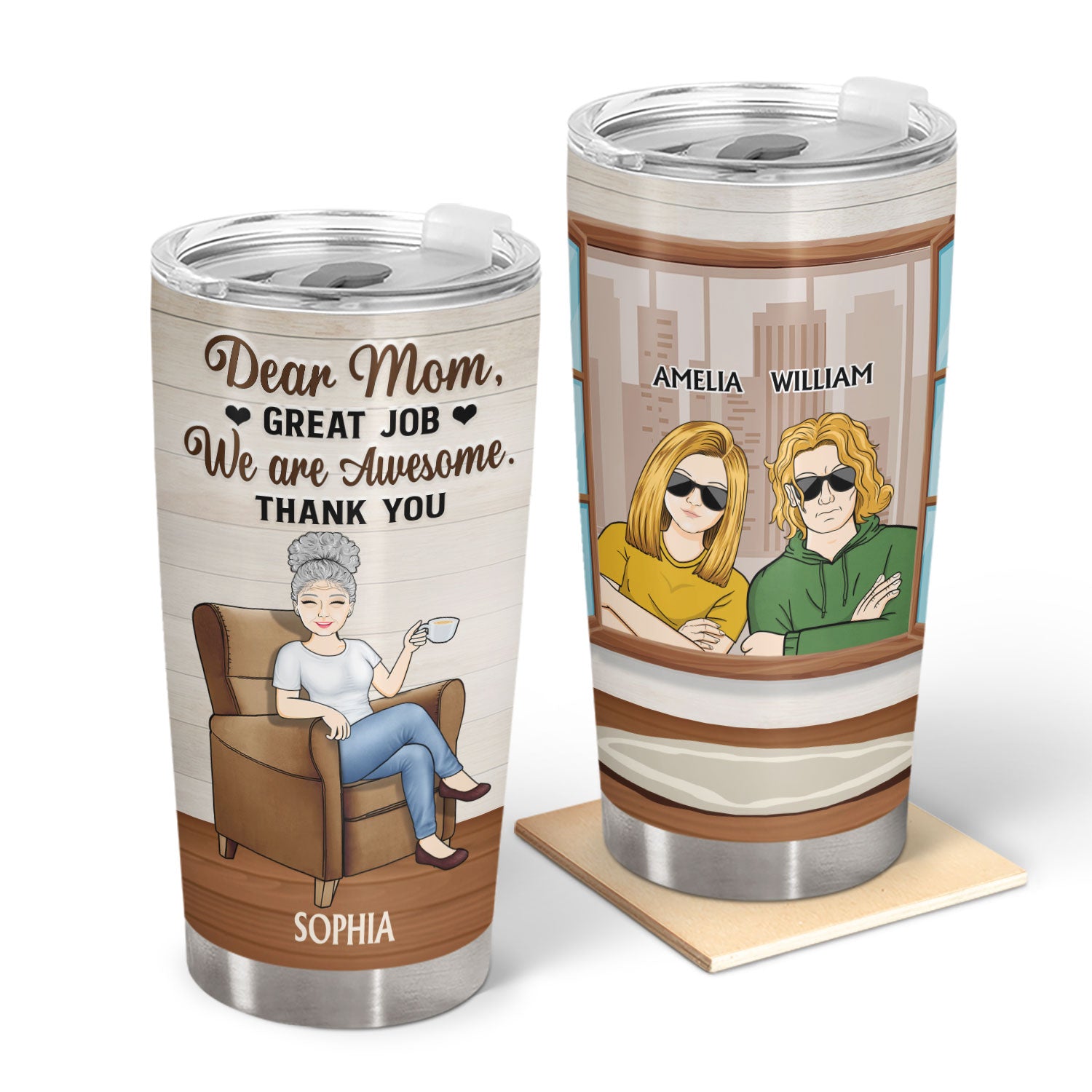 Mom, Great Job We Are Awesome Thank You - Birthday, Loving Gift For Mother, Mama, Grandma, Grandmother - Personalized Custom Tumbler
