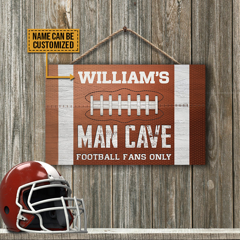 American Football Man Cave Football Fans Only Custom Wood Rectangle Sign, Football Season, Football Decor, Room Sign