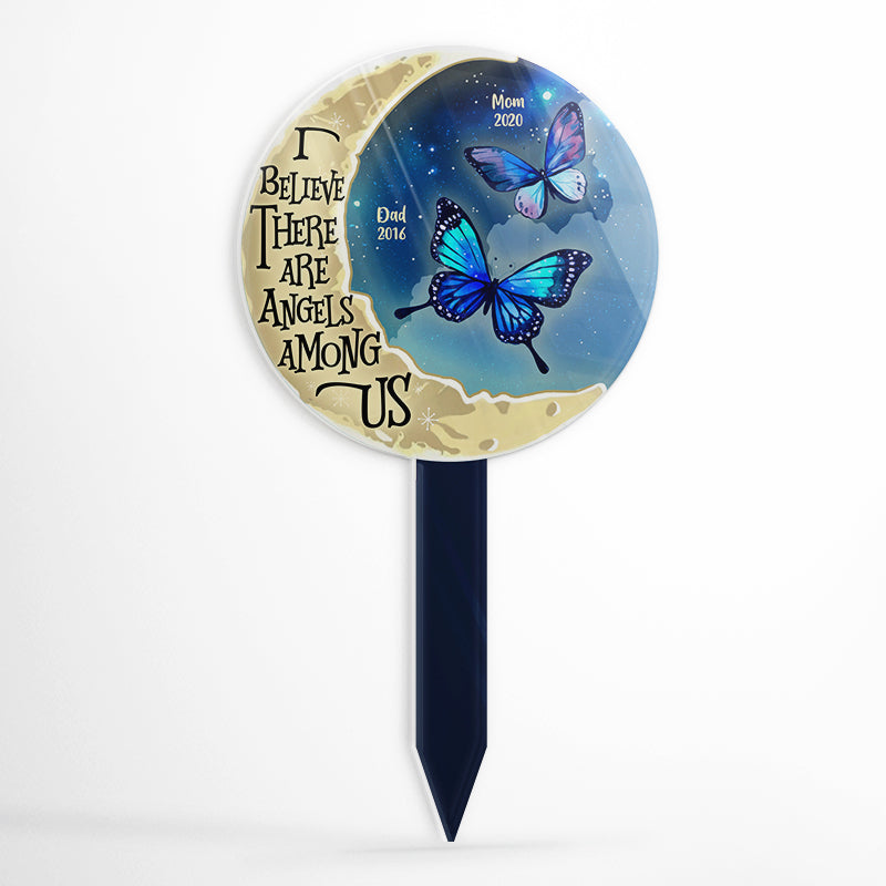 Angels Among Us - Memorial Gift - Personalized Custom Circle Acrylic Plaque Stake