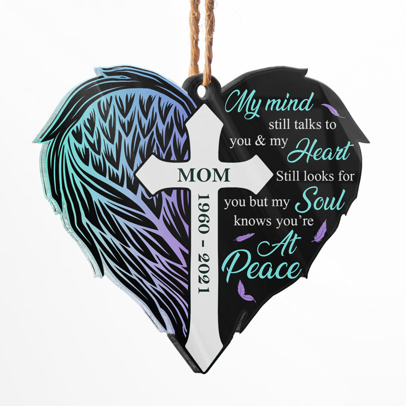 My Soul Knows You're At Peace - Memorial Gift - Personalized Custom Heart Acrylic Ornament
