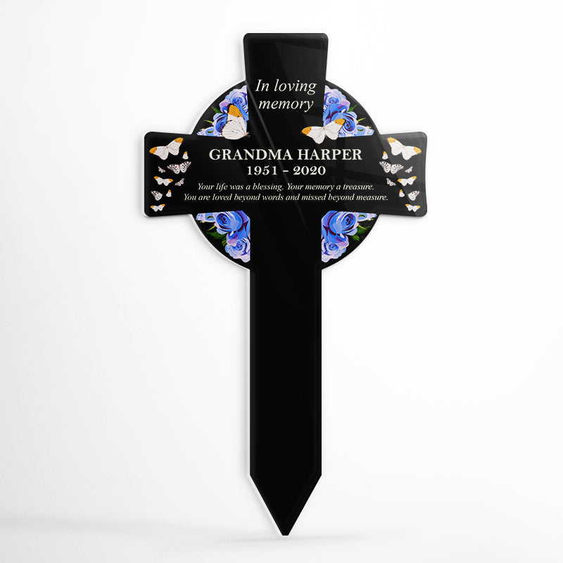 Your Life Was A Blessing - Memorial Gift - Personalized Custom Cross Acrylic Plaque Stake