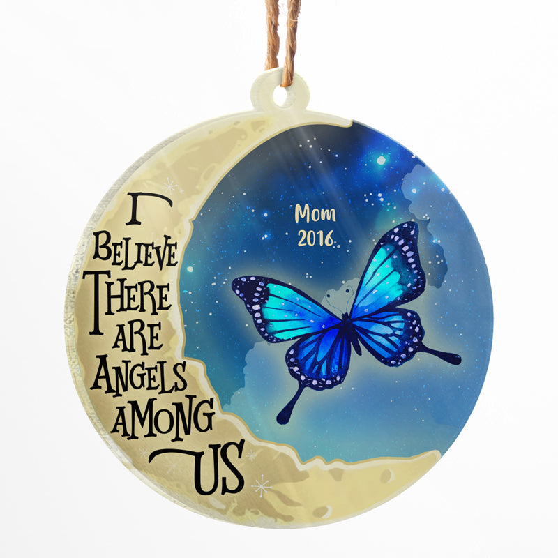 Angels Among Us - Memorial Gift - Personalized Custom Circle Acrylic Ornament
