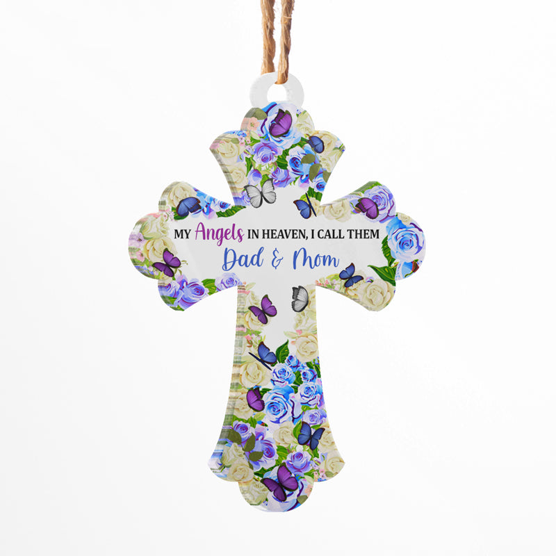 My Angel In Heaven - Memorial Gift - Personalized Custom Cross Acrylic Ornament