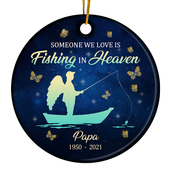 Fishing In Heaven - Memorial Gift - Personalized Custom Circle
