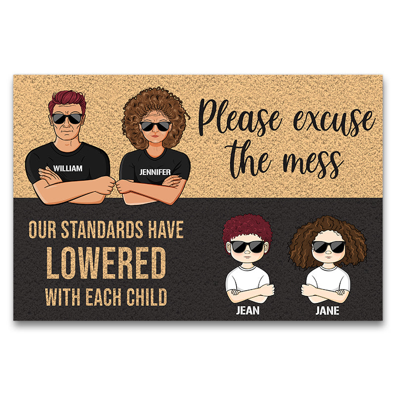 Please Excuse The Mess - Gift For Family Parents - Personalized Custom Doormat
