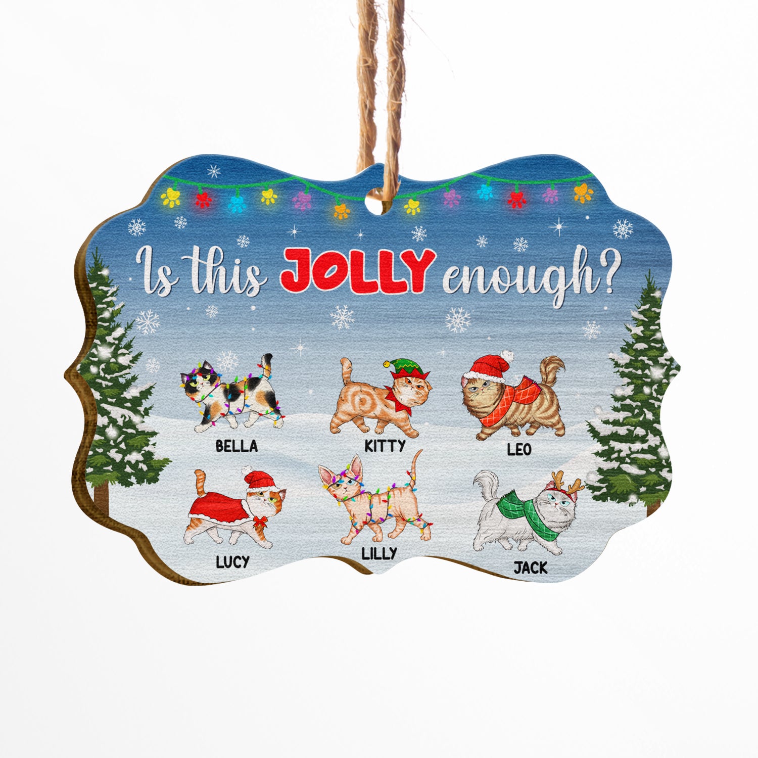 Is This Jolly Enough - Christmas Gift For Cat Lovers - Personalized Custom Wooden Ornament