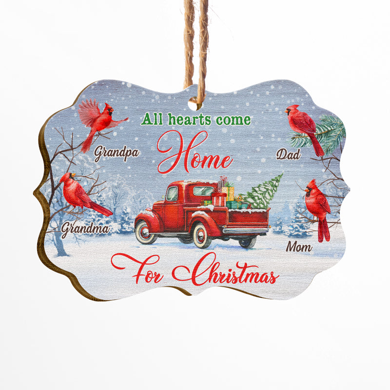 All Hearts Come Home For Christmas - Christmas Memorial Gift - Personalized Custom Wooden Ornament