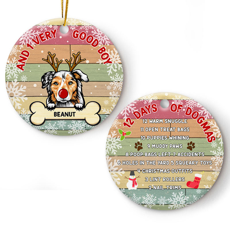 Twelve Days Of Dogmas - Christmas Gift For Dog Lovers - Personalized Custom Circle Ceramic Ornament