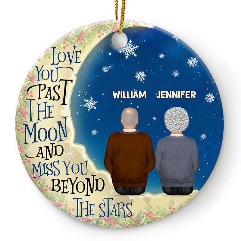 Miss You Beyond The Stars - Memorial Gift - Christmas Gift - Personalized Custom Circle Ceramic Ornament