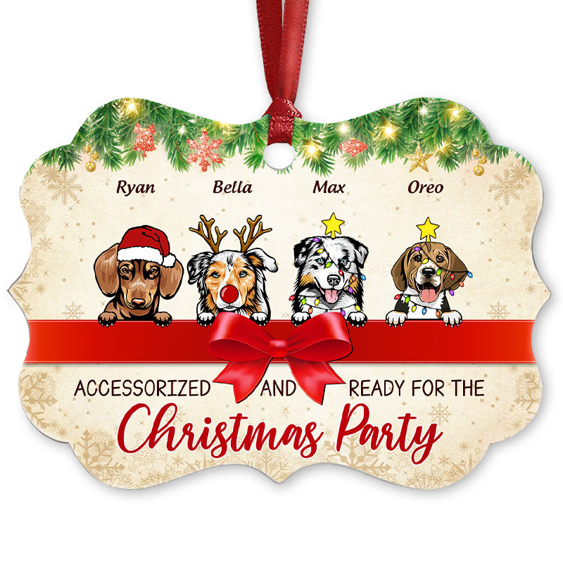 Ready For The Christmas Party - Christmas Gift For Dog Lovers - Personalized Custom Aluminum Ornament