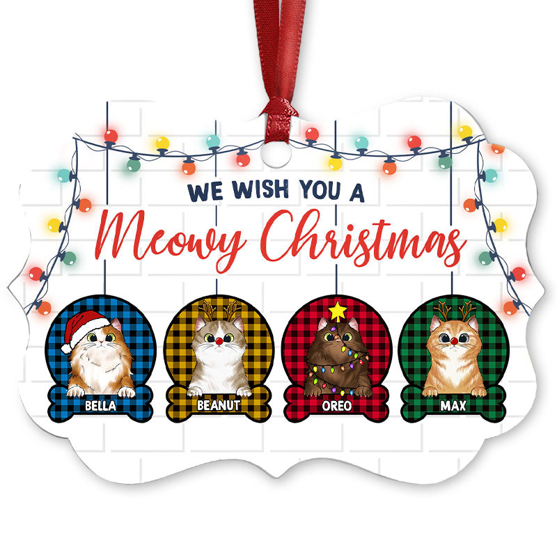 Wish You A Meowy Christmas - Gift For Cat Lover - Personalized Custom Aluminum Ornament