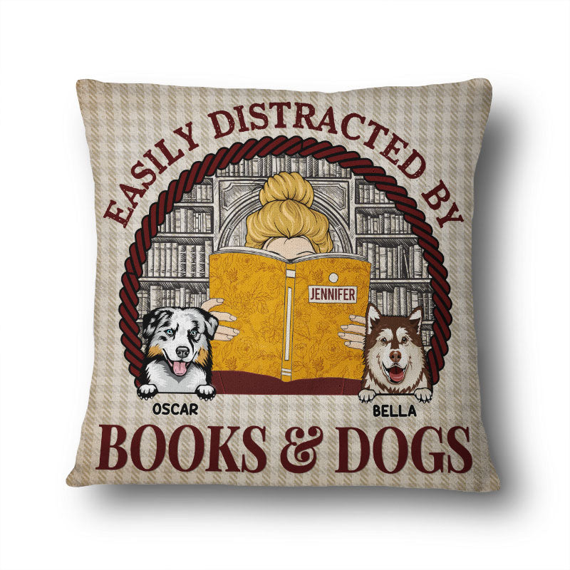 Distracted By Books & Dogs - Personalized Custom Pillow