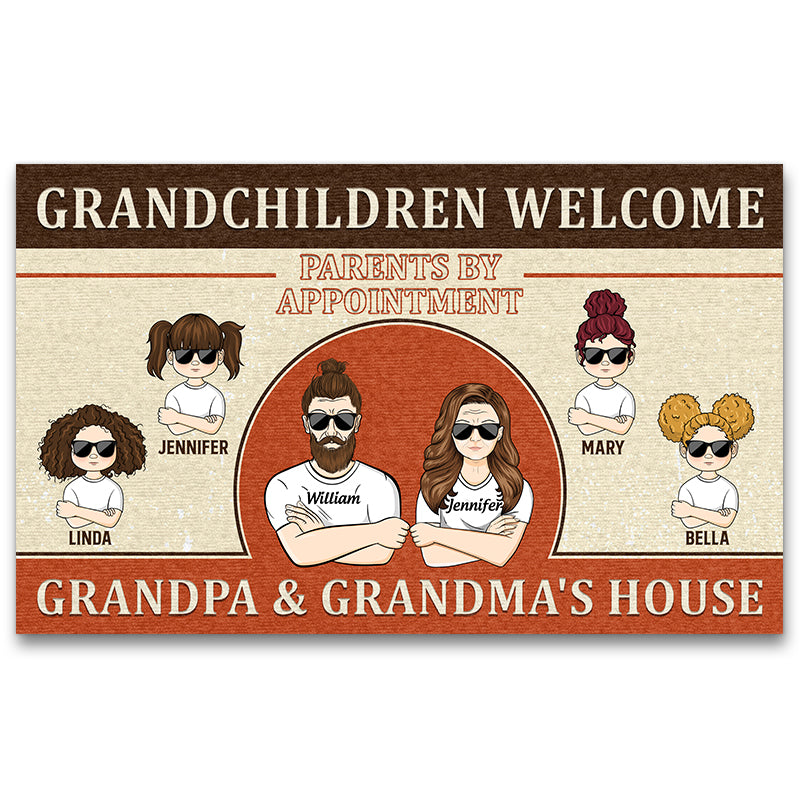 Grandparent's House Grandchildren Welcome - Family Gifts - Personalized Custom Doormat