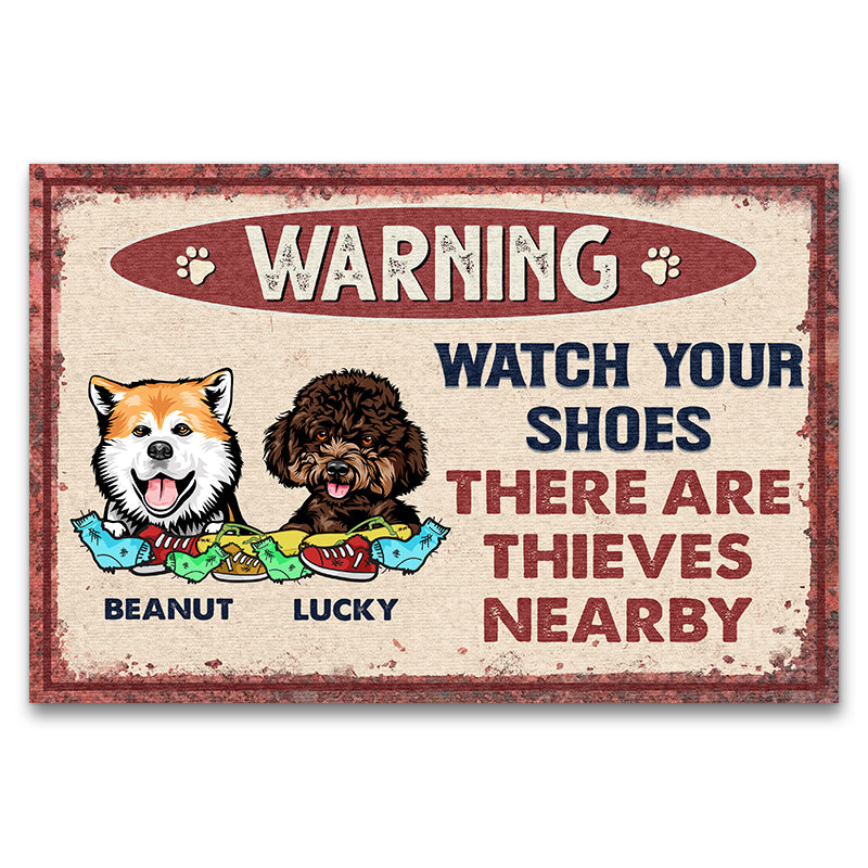 Dog Warning Watch Your Shoes - Gift For Dog Lover - Personalized Custom Doormat
