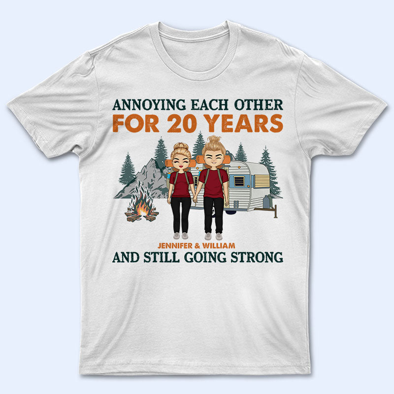 Camping Chibi Couple Annoying Each Other And Still Going Strong - Personalized Custom T Shirt