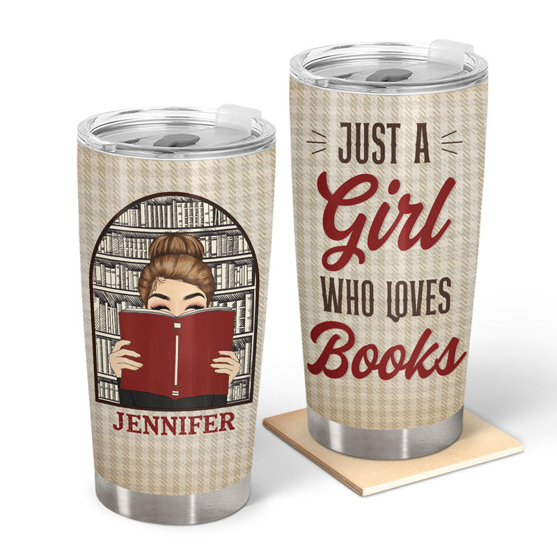 Chibi Girl Who Loves Books - Gift For Reading Lover - Personalized Custom Tumbler