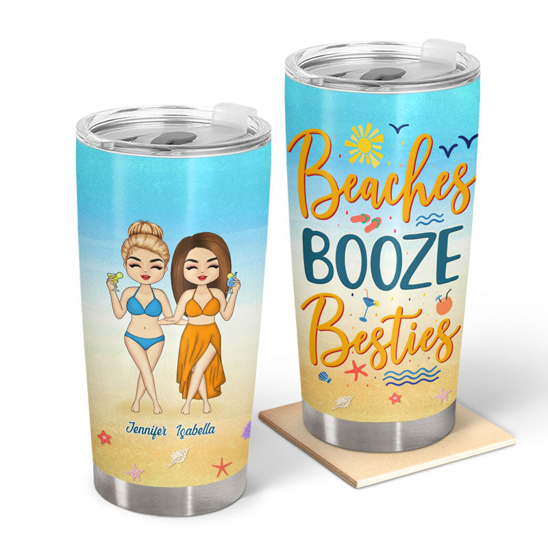 Friendship Beaches Booze Besties - Gift For Bestie - Personalized Custom Tumbler